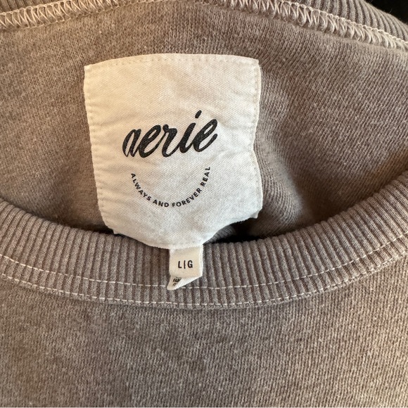 Aerie Taupe Women’s Crewneck Sweatshirt Size L Cozy Lounge - Picture 2 of 3